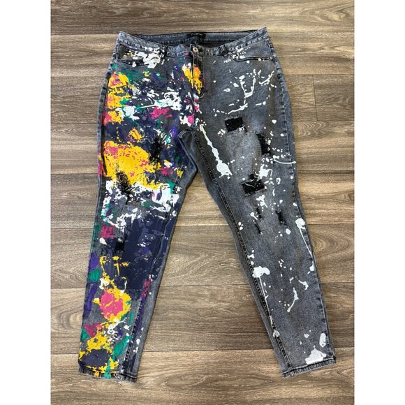 Ashley Stewart Denim - Ashley Stewart Jeans Women's Plus Size 20 Paint Splatter Graffiti Y2K Streetwear